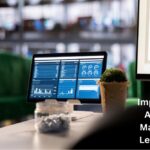 Data analytics dashboard on computer screen in an office environment, symbolizing artificial intelligence in ERP systems for business automation and insights